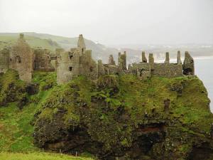 The ruins of Dunluce Castle “now” in Ireland. 