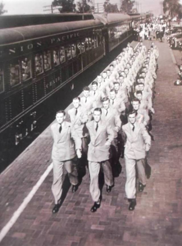 Arriving in California Cecil is in the front row, first on the left